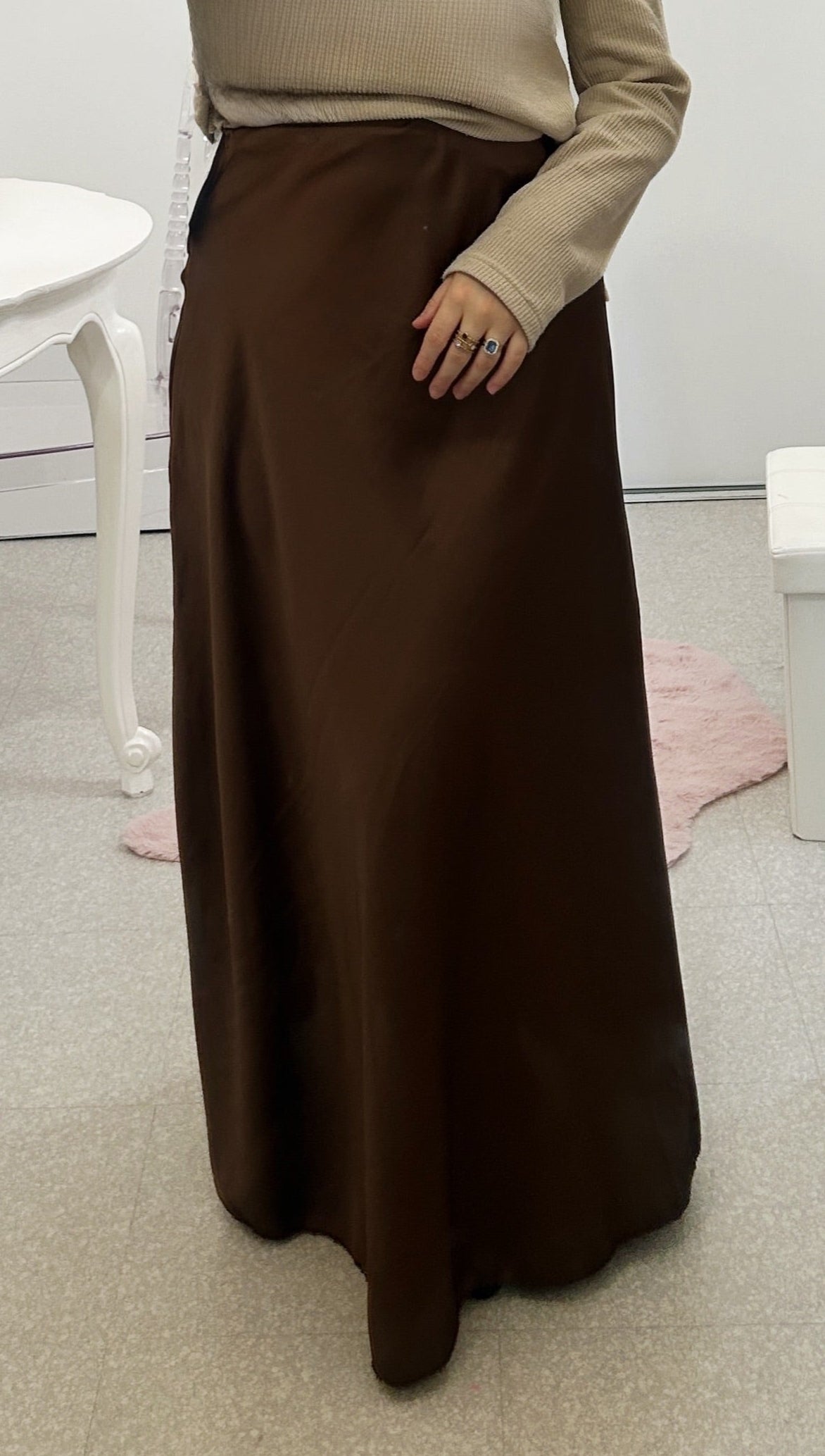 Jupe longue satinée