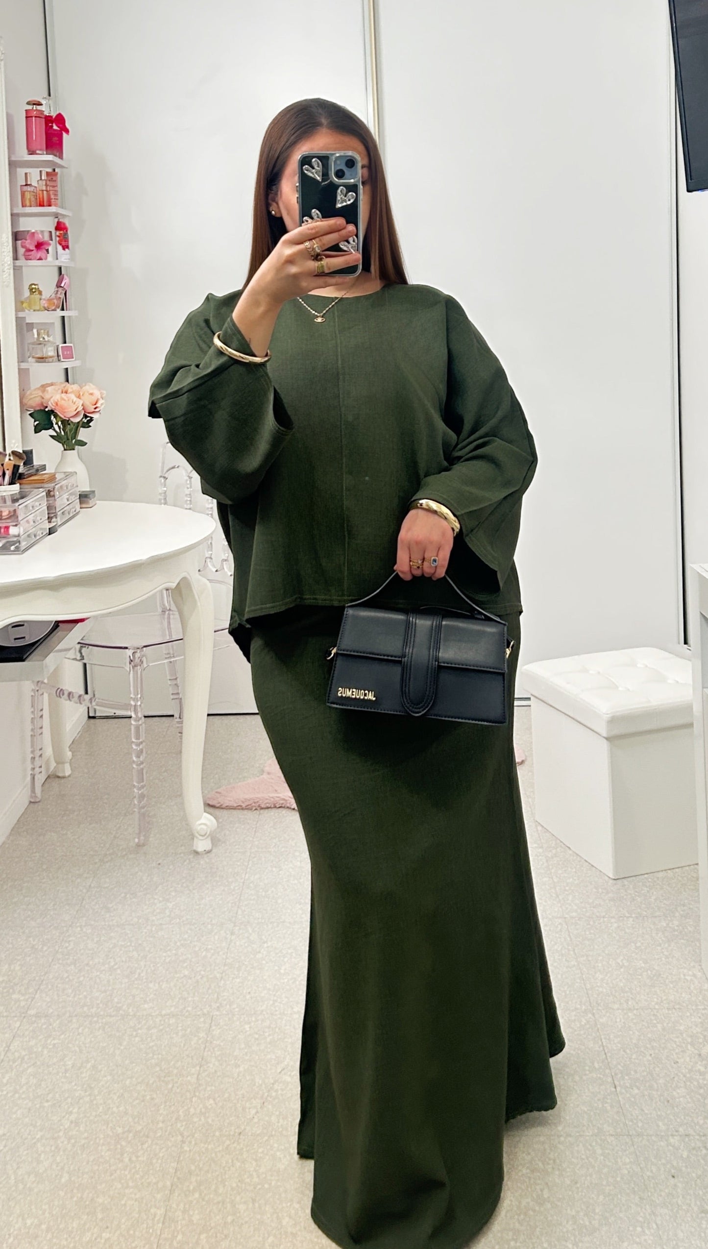 Ensemble jupe longue effet lin
