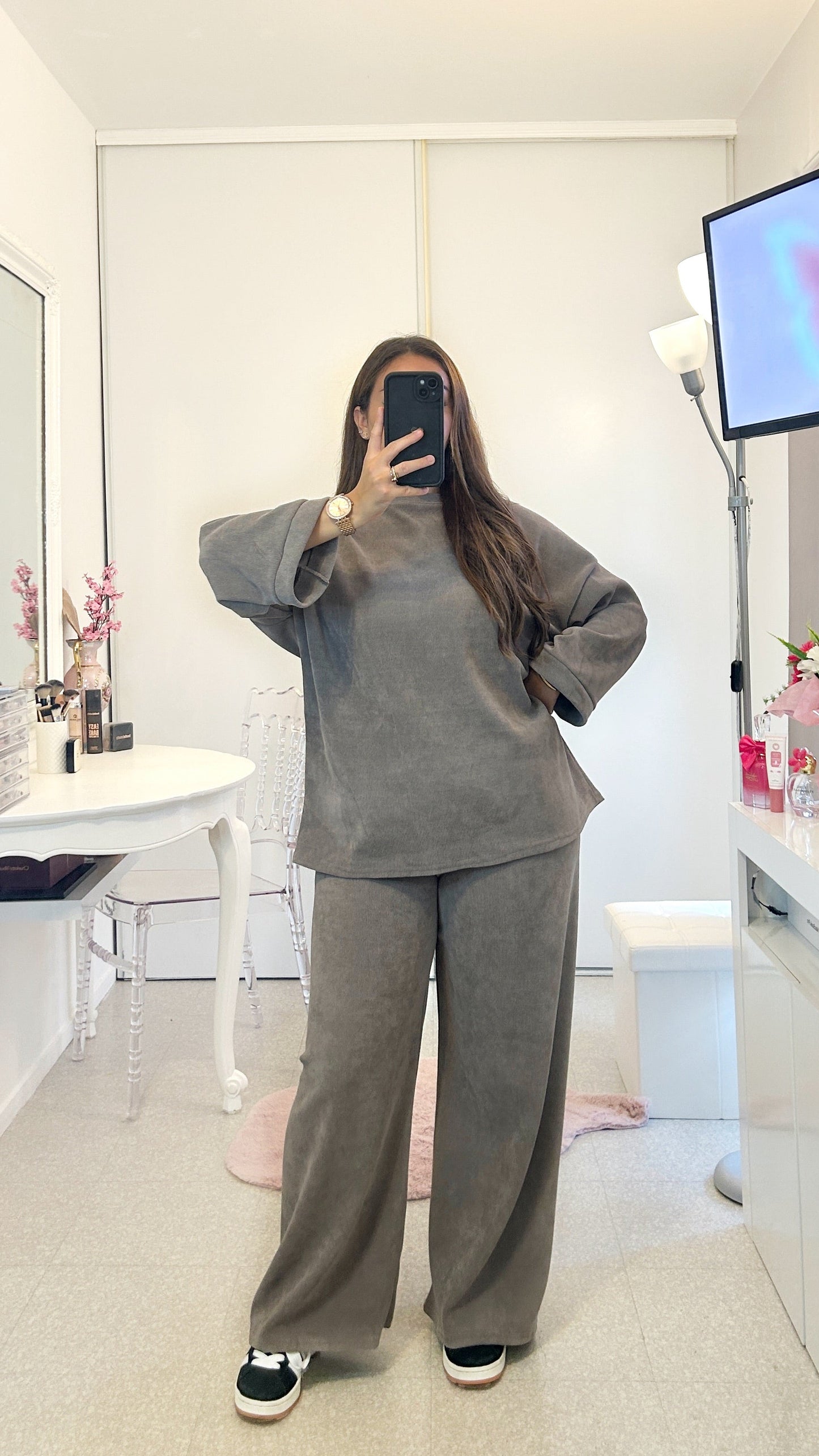 Traje largo de canalé negro