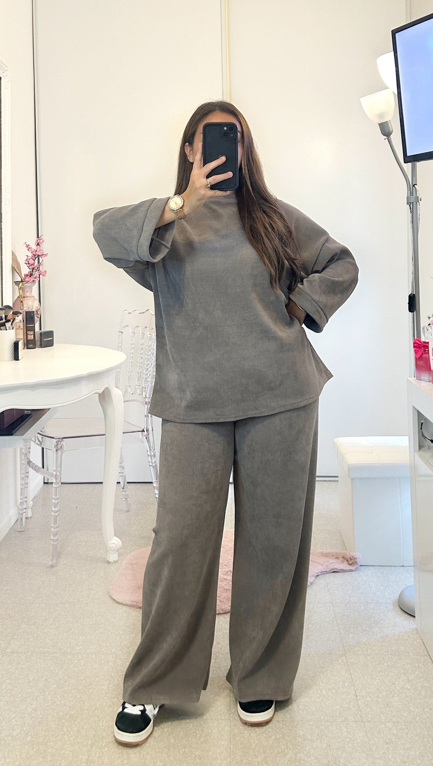 Ensemble long côtelé