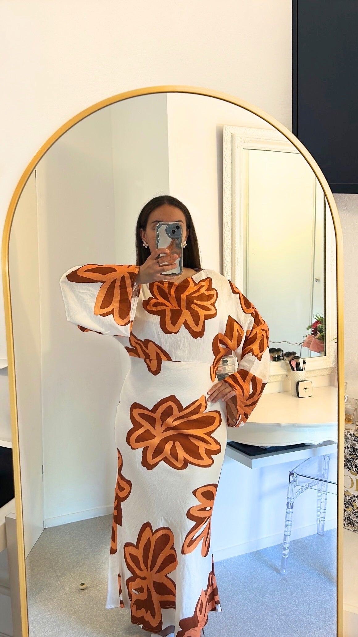 Robe longue à fleurs orange