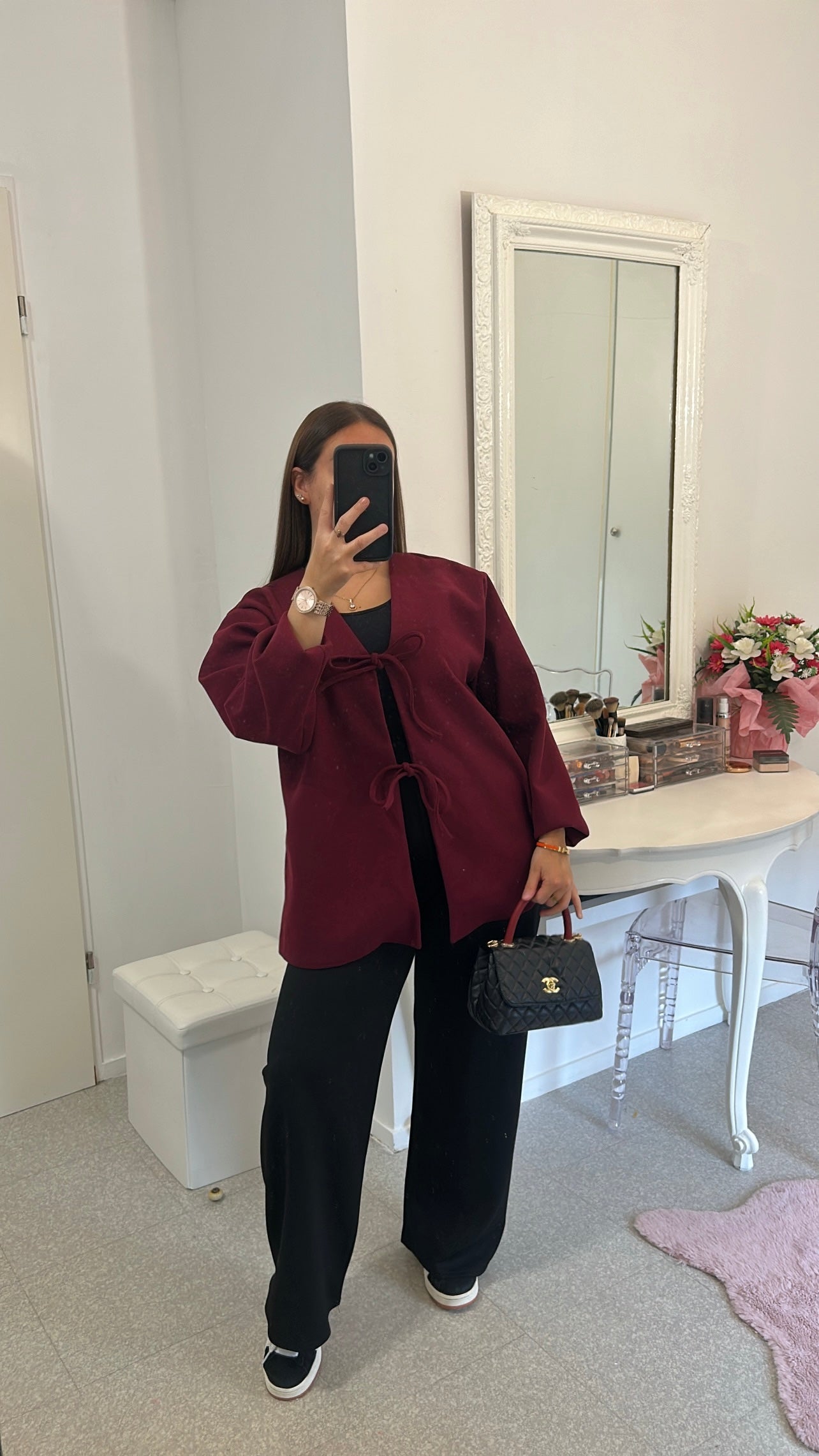 Gilet à noeud bordeaux