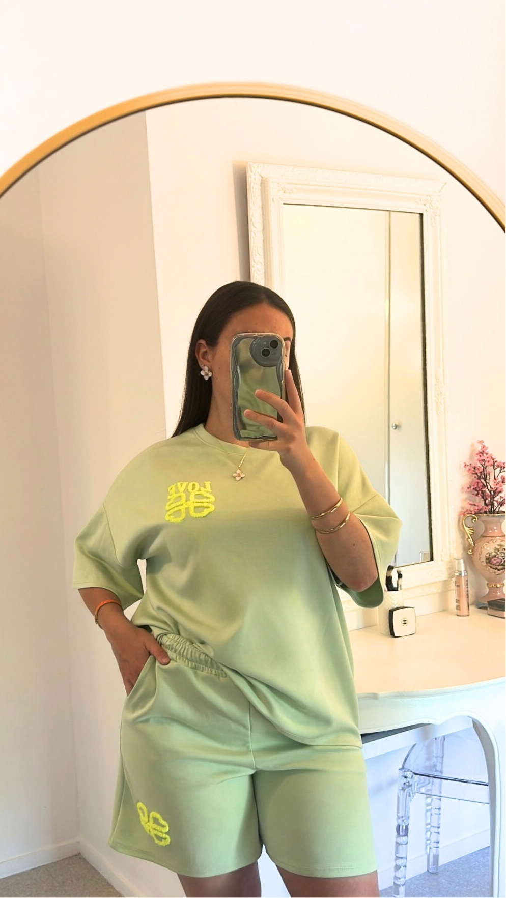 Conjunto de pantalones cortos rosas