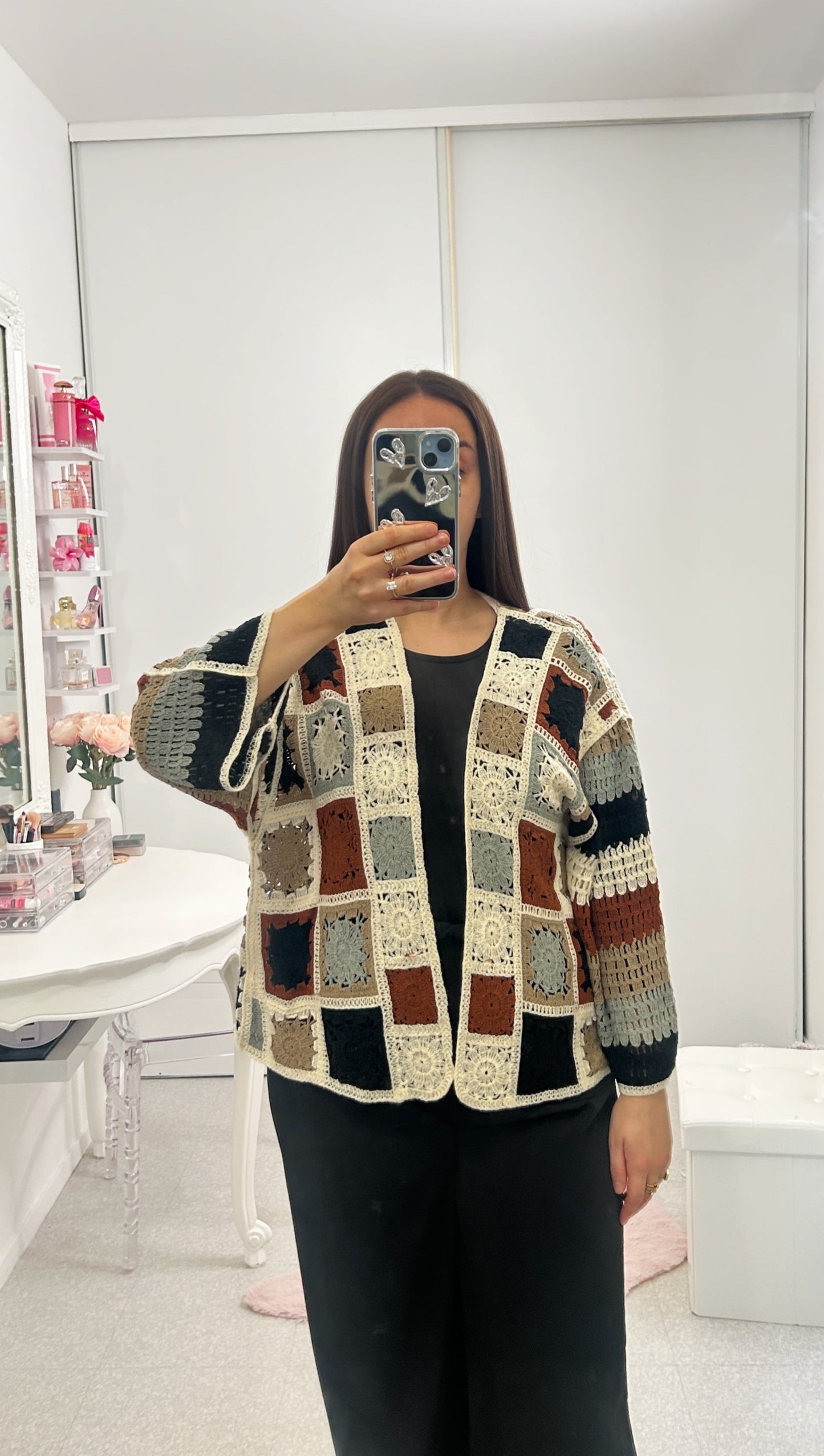 Cardigan crochet mosaïque