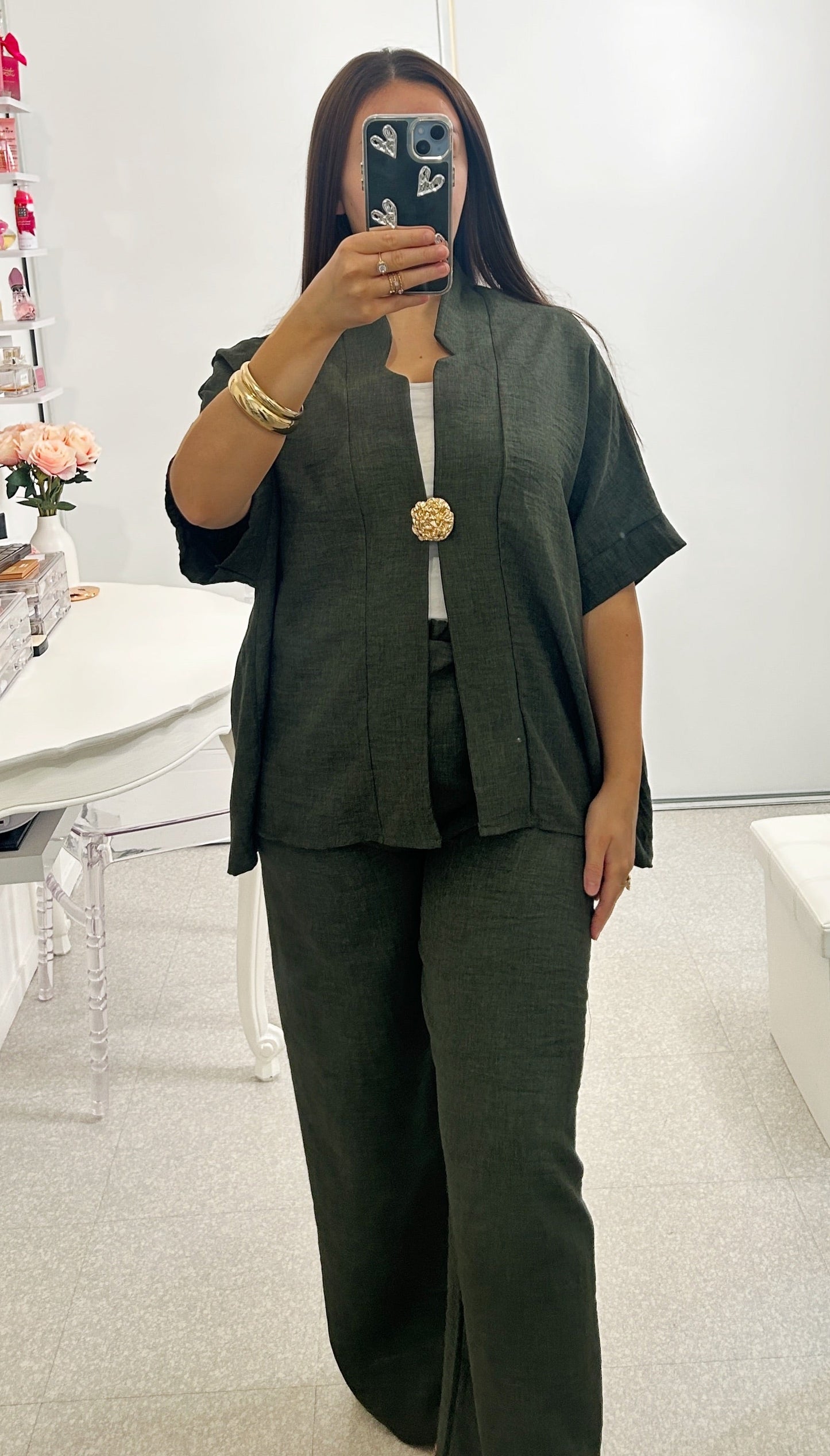 Ensemble t-shirt effet lin avec broche