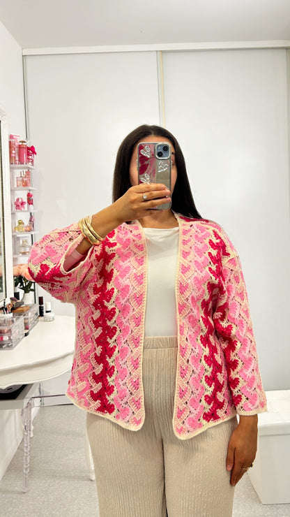 Cardigan crochet mosaïque