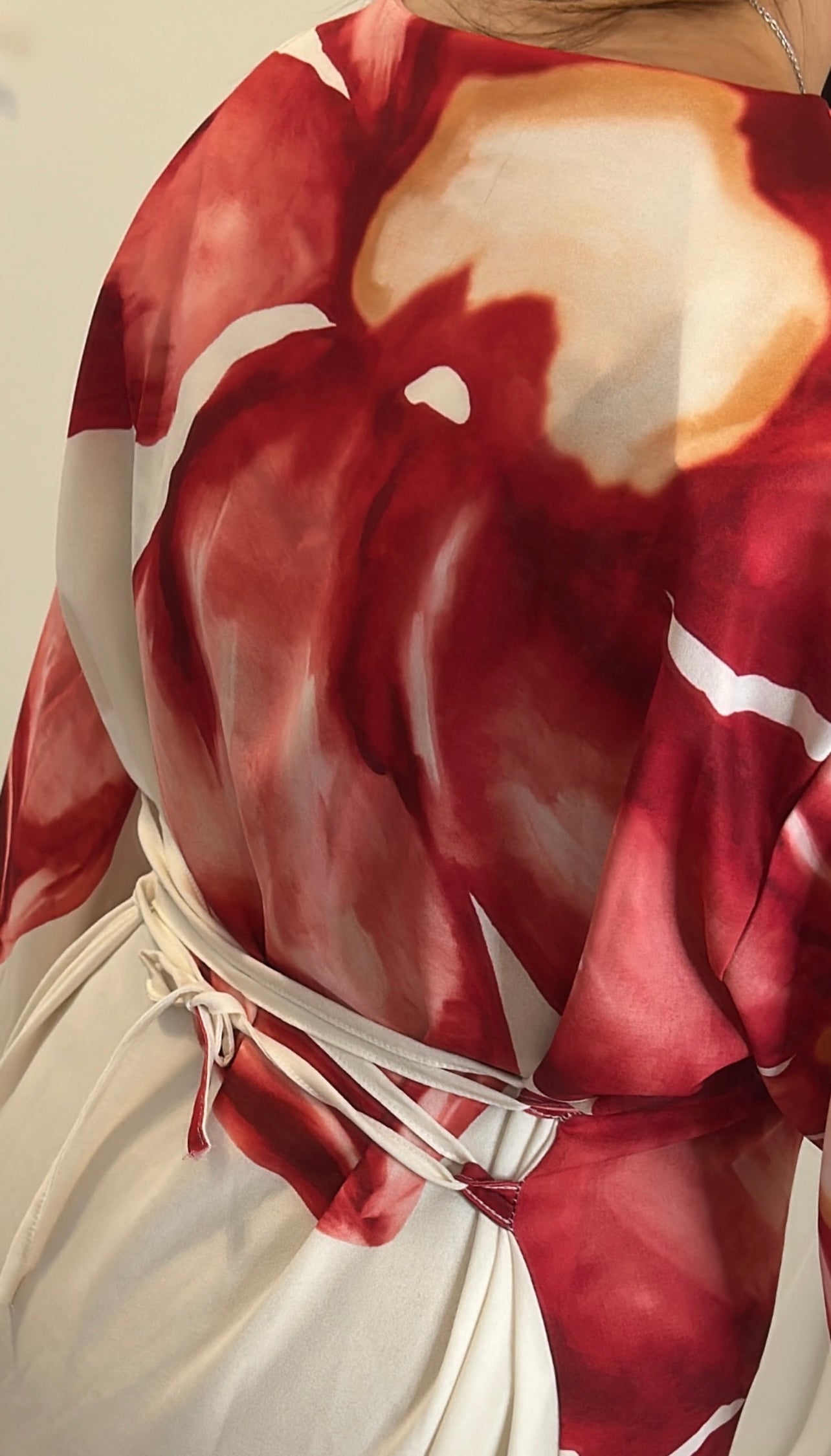 Robe longue douce à fleurs rouge