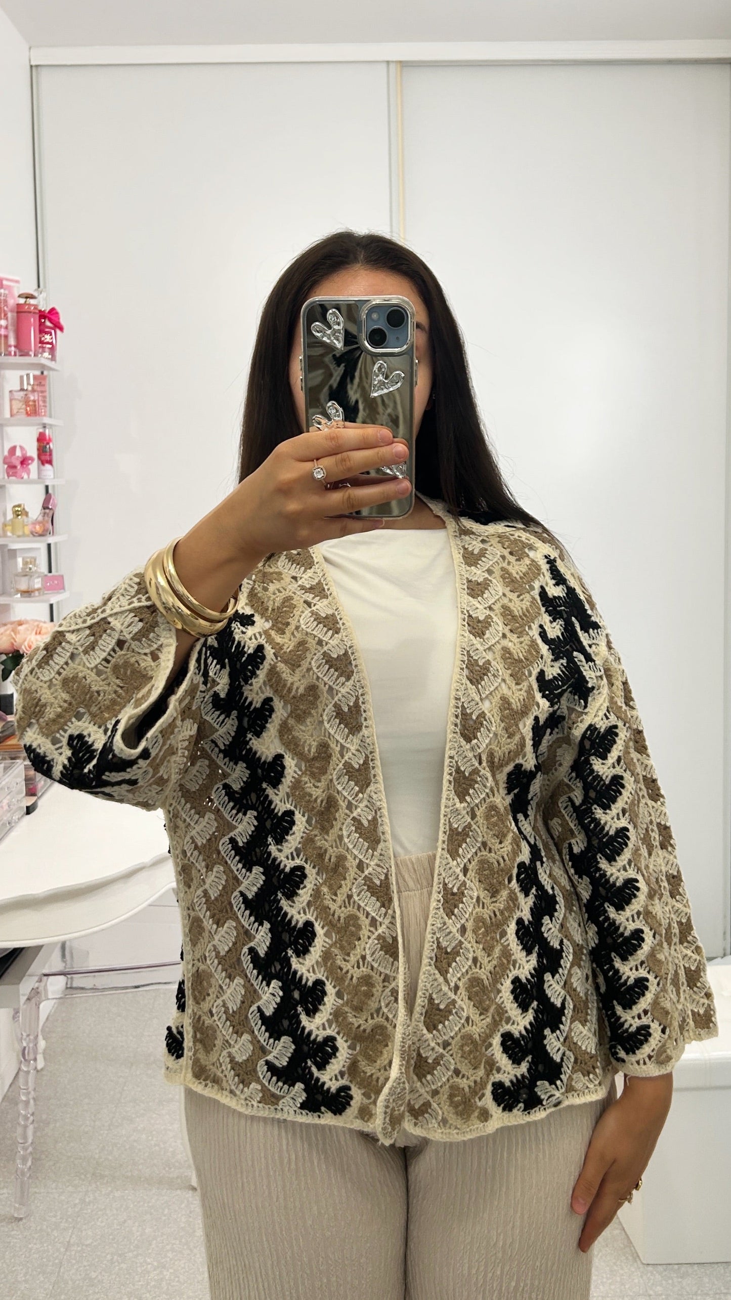Cardigan crochet mosaïque