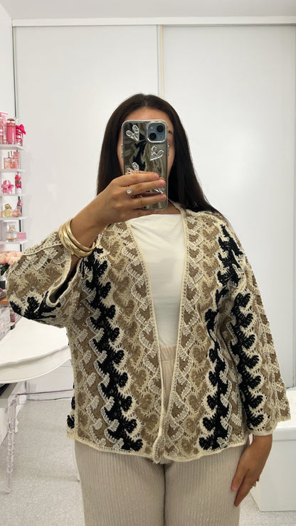 Cardigan crochet mosaïque