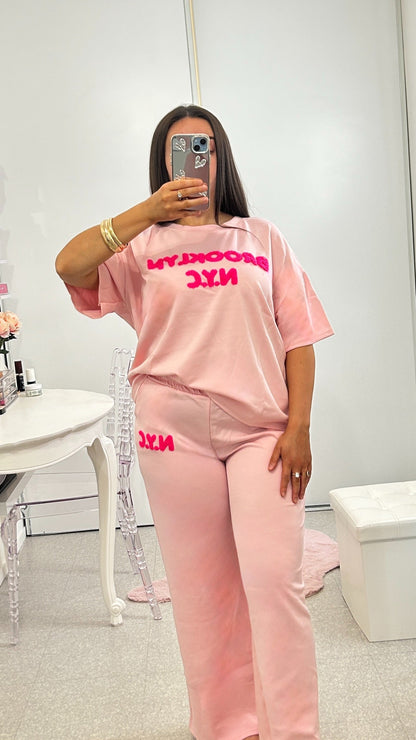 Ensemble t-shirt jogging décontracté rose