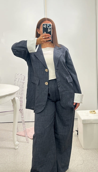 Ensemble blazer oversize effet lin