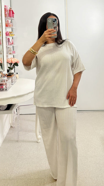 Beige half-sleeve long set
