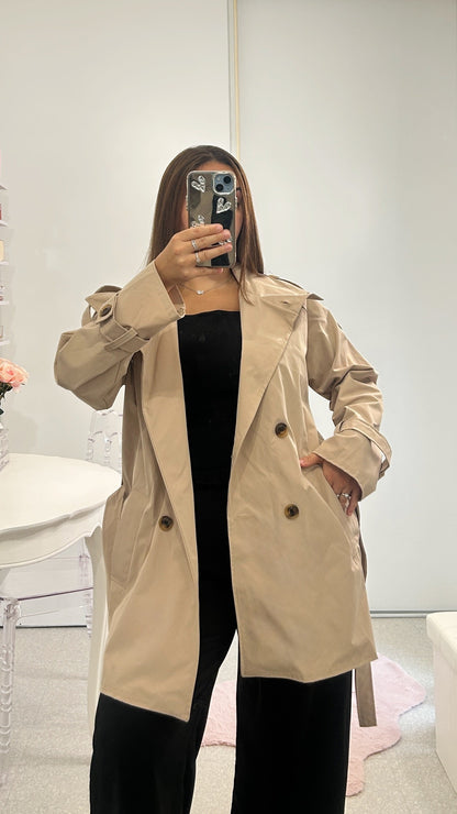 Manteau trench mi long avec ceinture