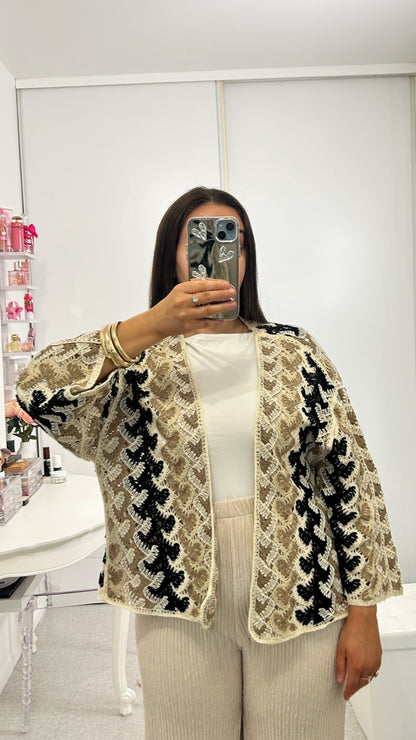 Cardigan crochet mosaïque
