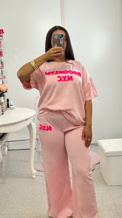 Ensemble t-shirt jogging décontracté rose