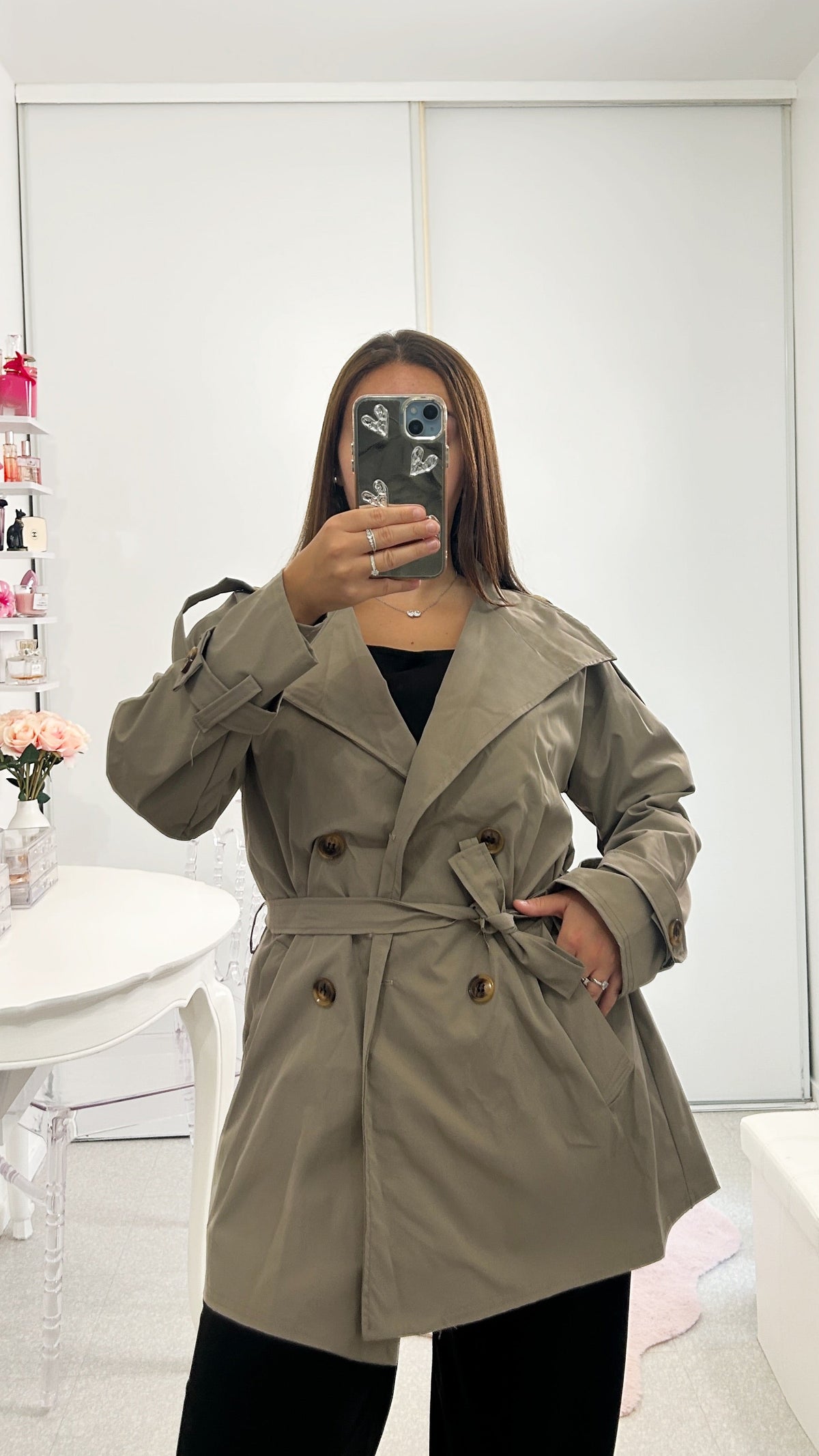Manteau trench mi long avec ceinture