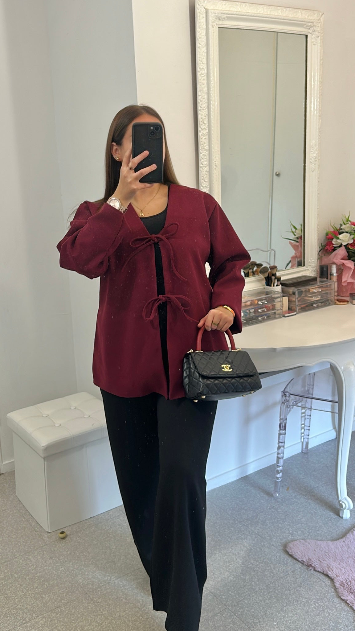 Gilet à noeud bordeaux