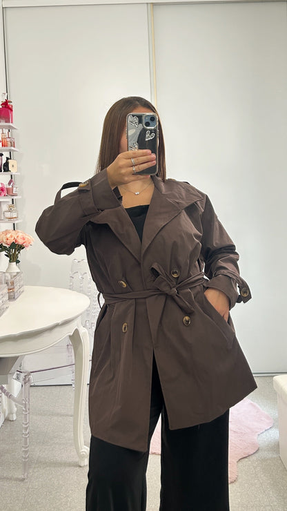 Manteau trench mi long avec ceinture