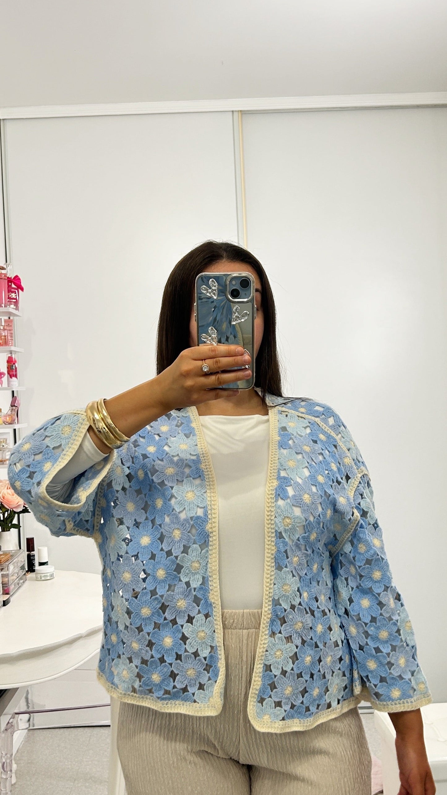Cardigan crochet mosaïque