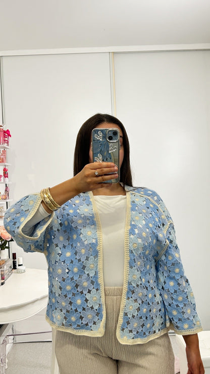 Cardigan crochet mosaïque