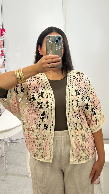 Cardigan crochet mosaïque