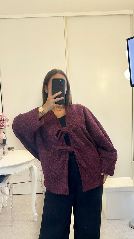 Gros gilet à noeud bordeaux