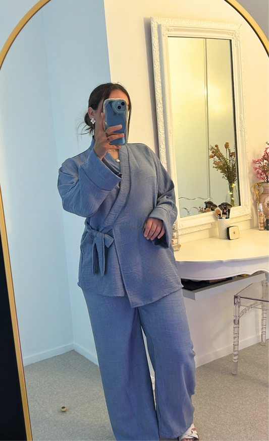 Ensemble kimono bleu