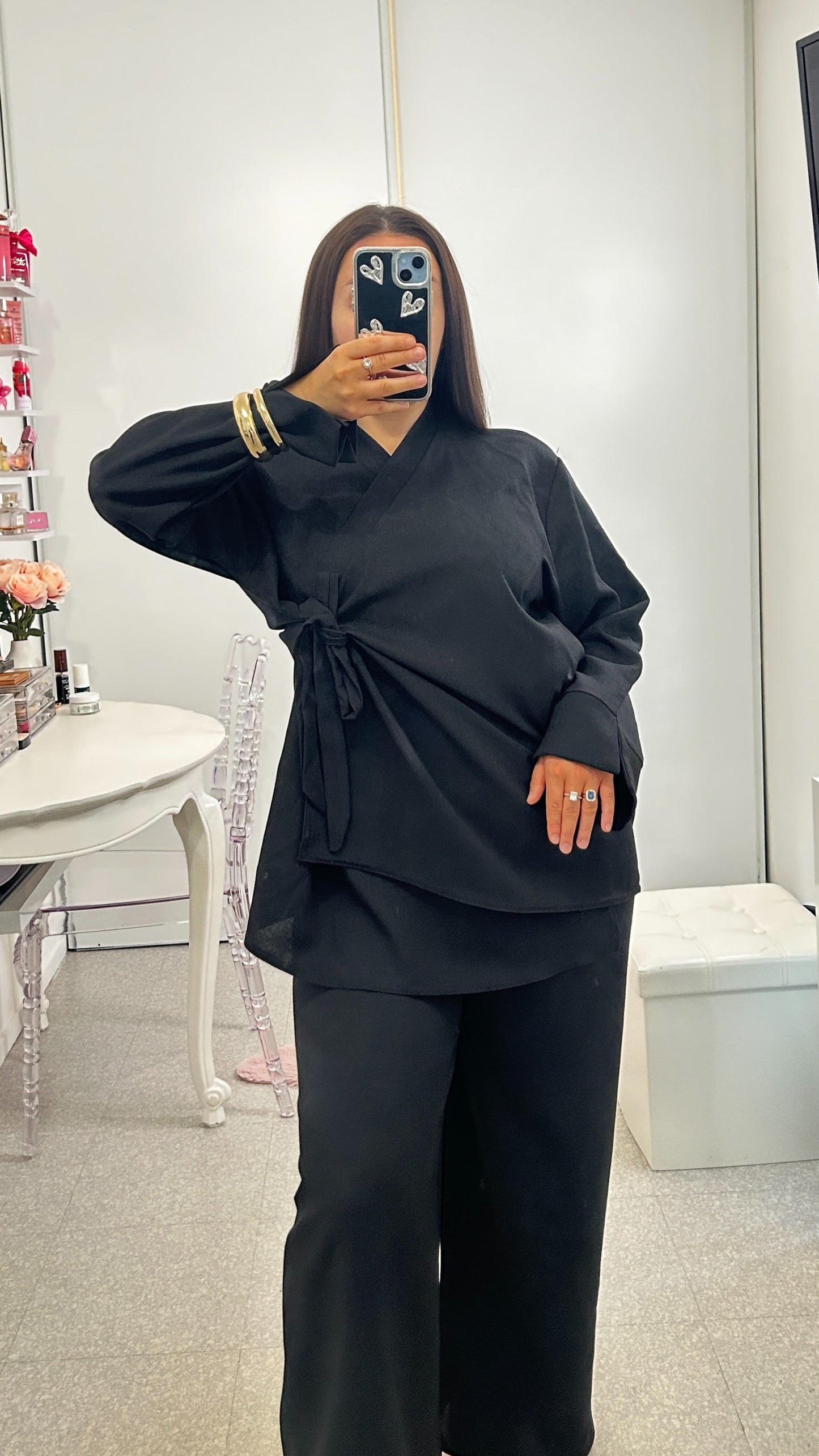 conjunto de kimono verde caqui