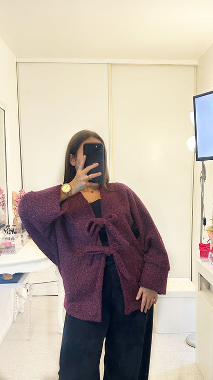 Gros gilet à noeud bordeaux
