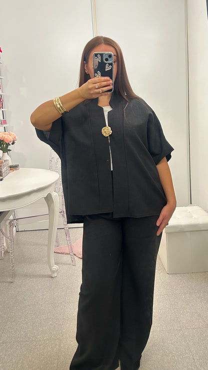 Ensemble t-shirt effet lin avec broche