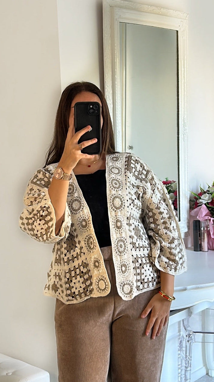 Cardigan crochet mosaïque