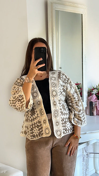 Cardigan crochet mosaïque