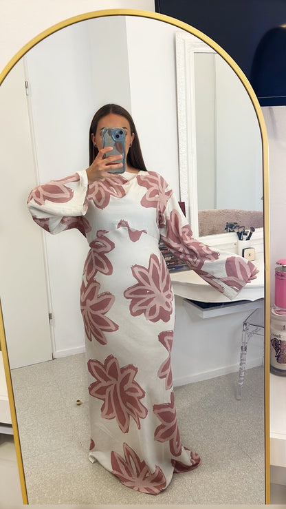 Robe longue à fleurs rose clair