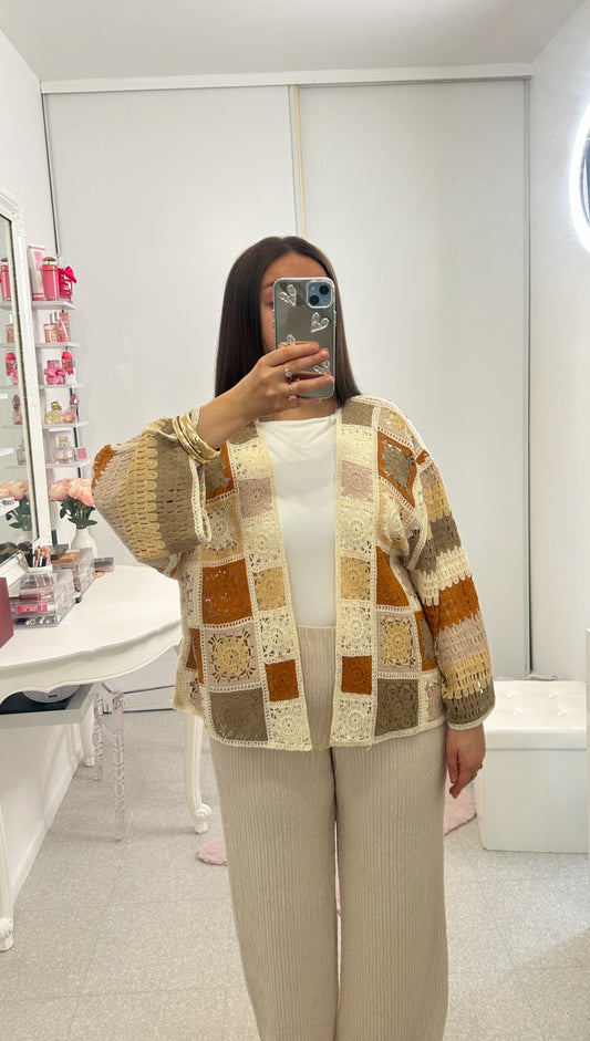 Cardigan crochet mosaïque