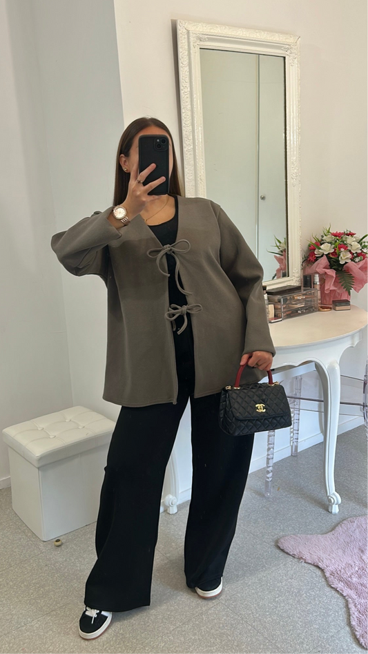 Gilet à noeud taupe