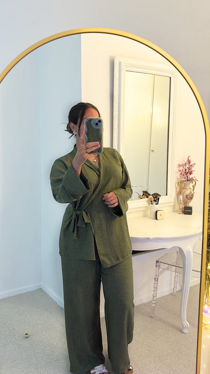 Ensemble kimono vert kaki