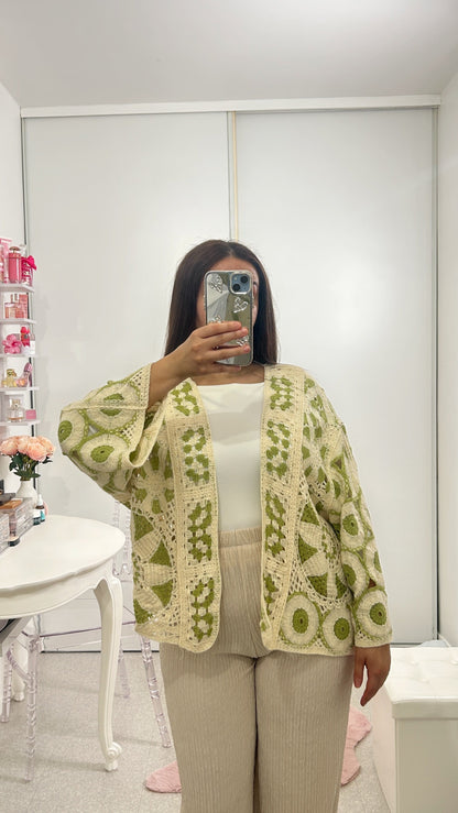 Cardigan crochet mosaïque