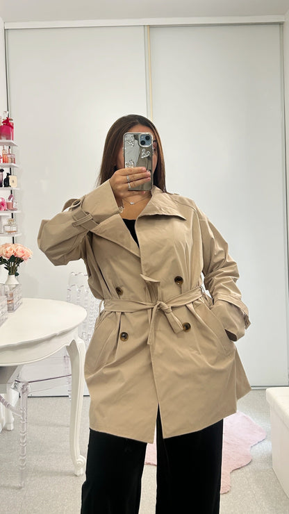 Manteau trench mi long avec ceinture