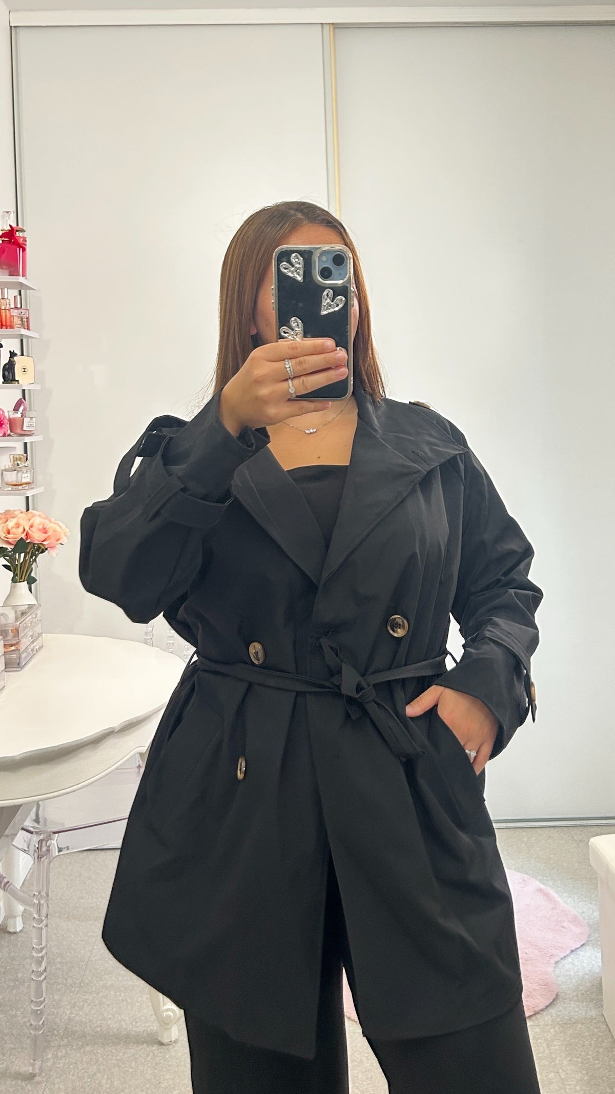 Manteau trench mi long avec ceinture
