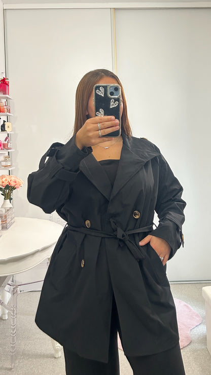 Manteau trench mi long avec ceinture
