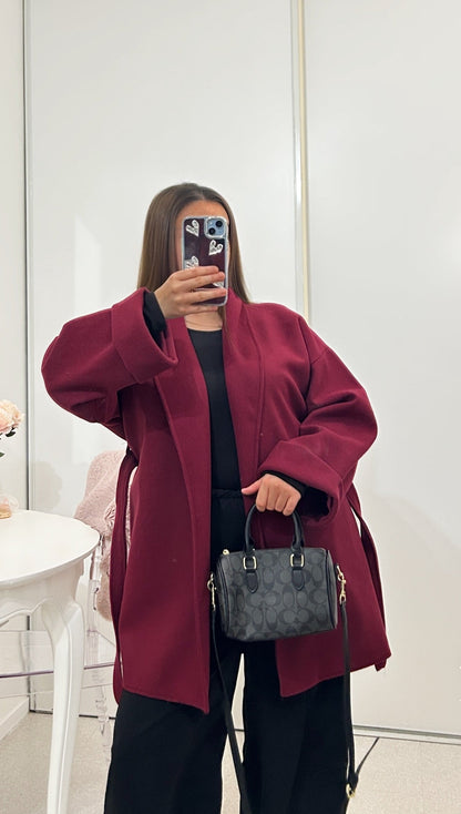 Manteau mi long avec ceinture