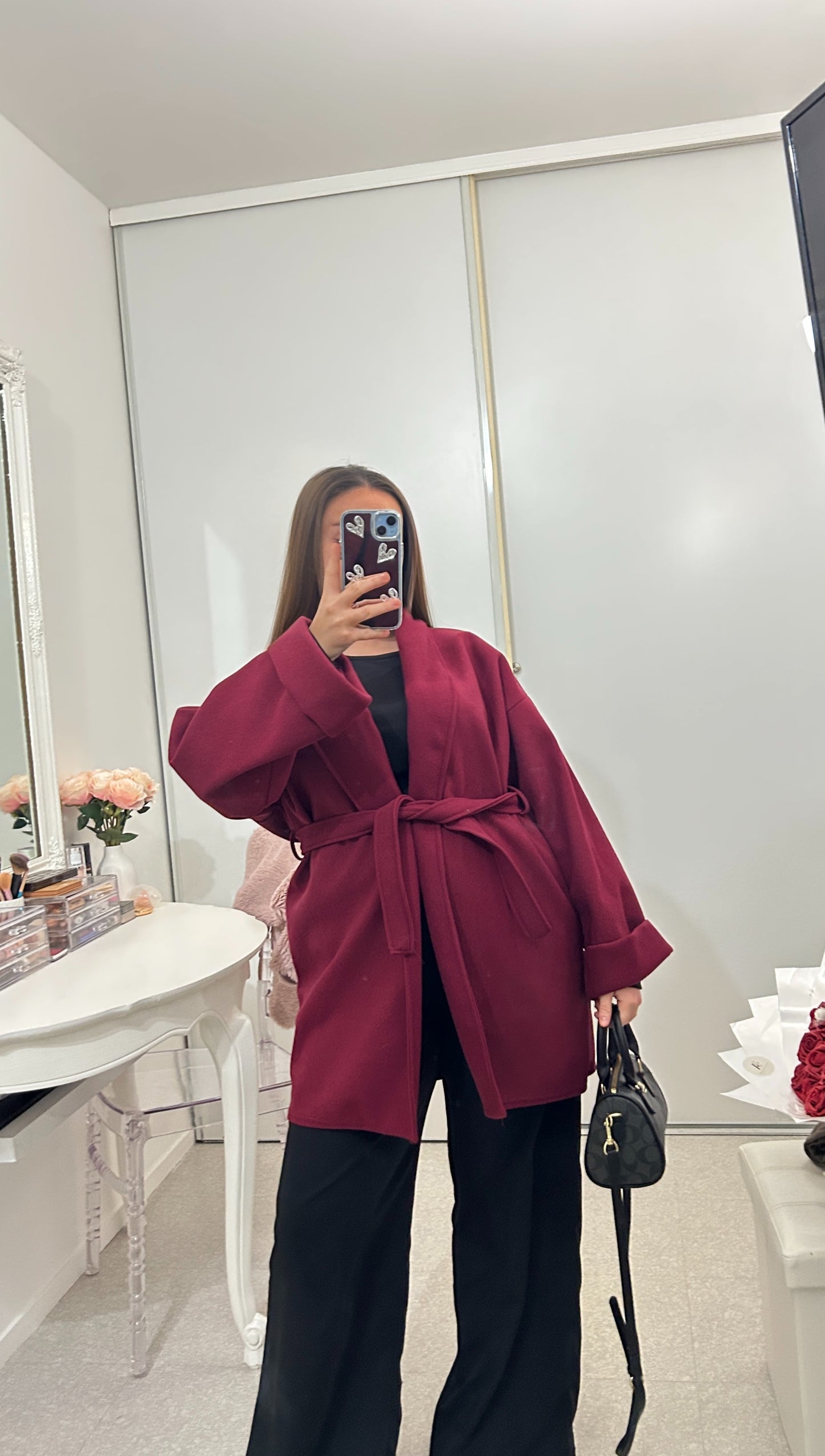 Manteau mi long avec ceinture