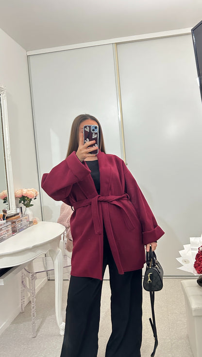 Manteau mi long avec ceinture