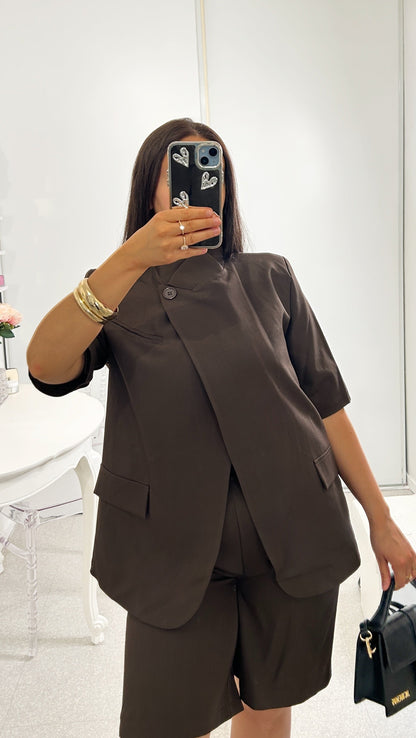 Ensemble blazer croisé et short bermuda